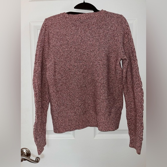 LOFT Marled Pink 💯 Cotton Crew Neck Sweater Medium - Picture 3 of 4